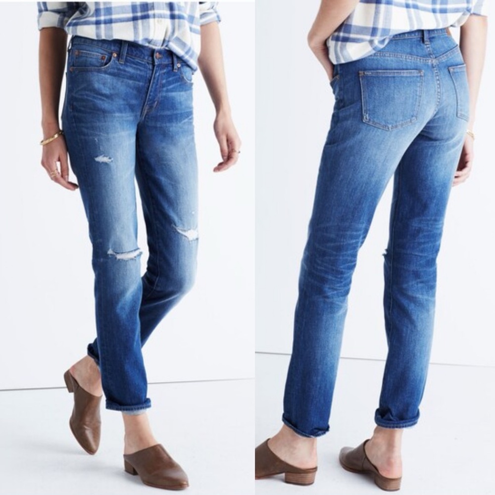 Madewell Slim Boyjean in Brinville Wash Rip‎ Edition size 31